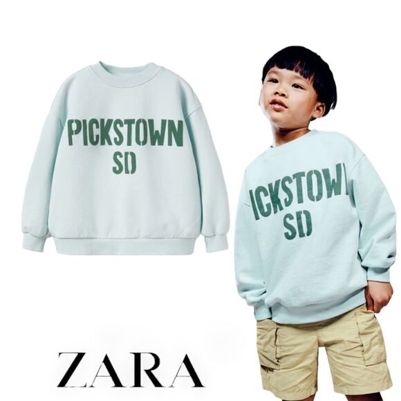 ZARA Kids | Light Blue | TEXT PRINT SWEATSHIRT - Picture 1 of 6